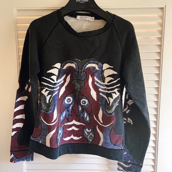 Authentic Altuzarra $895 Abstract Dark Grey and Maroon Sweatshirt - Picture 4 of 9